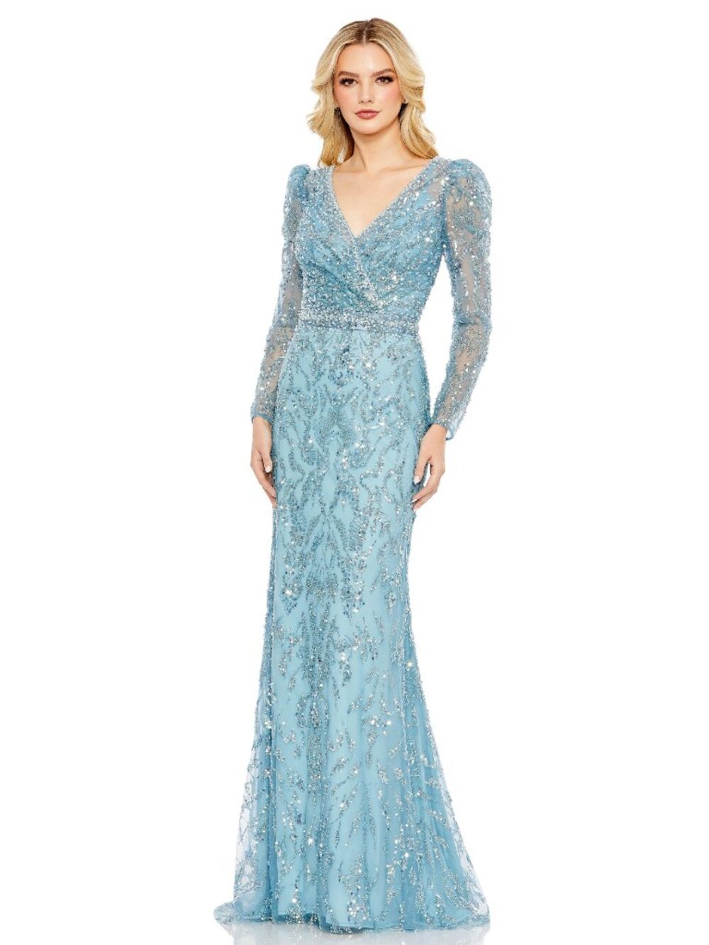 Nwt Mac Duggal 16 Blue AQUA Sequin Gown A Line Style 20442 Mother of The Bride